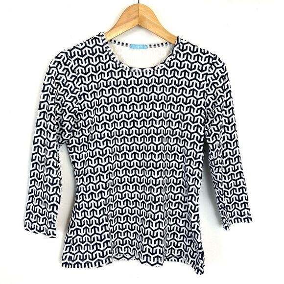 J McLaughlin Catalina Cloth Top Size XS 3/4 Sleeve Ethnic Geometric Print - Picture 1 of 6
